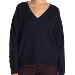 14th & UNION Lace Trim V-Neck Sweater blue Sz 1X